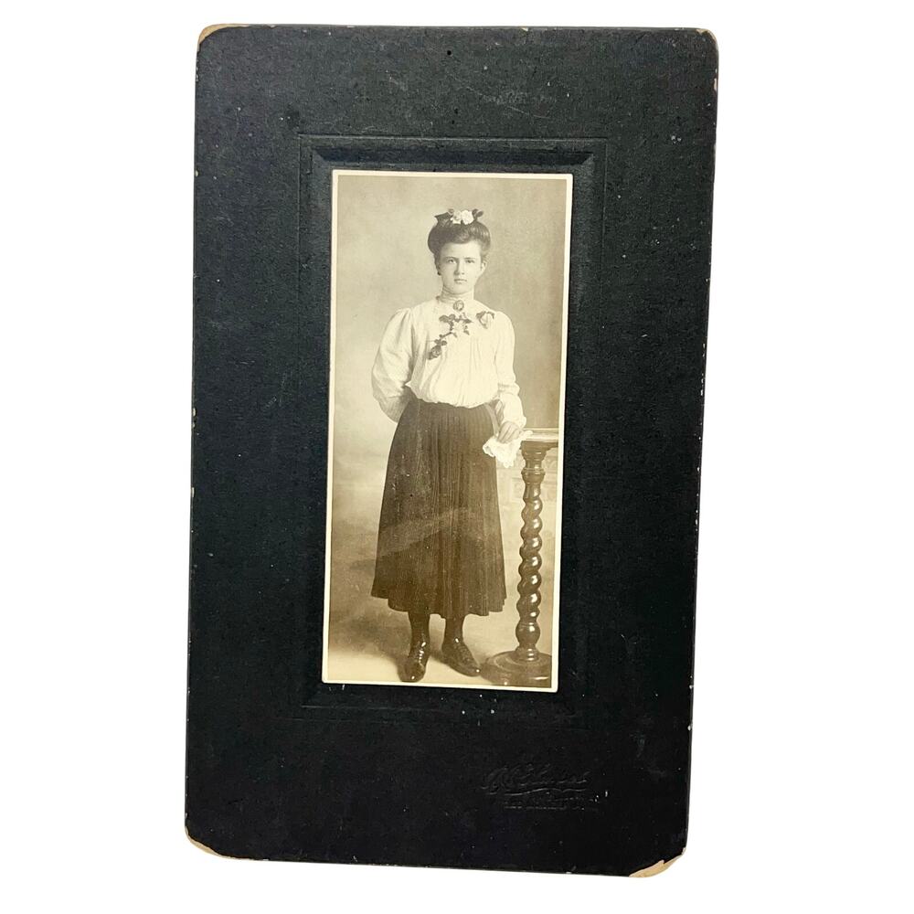 Antique Portrait Photograph Young Woman Framed 1900s A. C. Harpel Des Moines IA